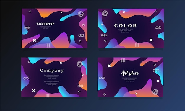 diseño de vector de conjunto de paquete de fondo de color degradado fluido abstracto para fondo web de página de destino