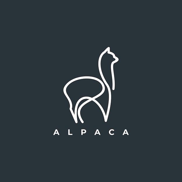 Diseño de vector de contorno de logo de alpaca