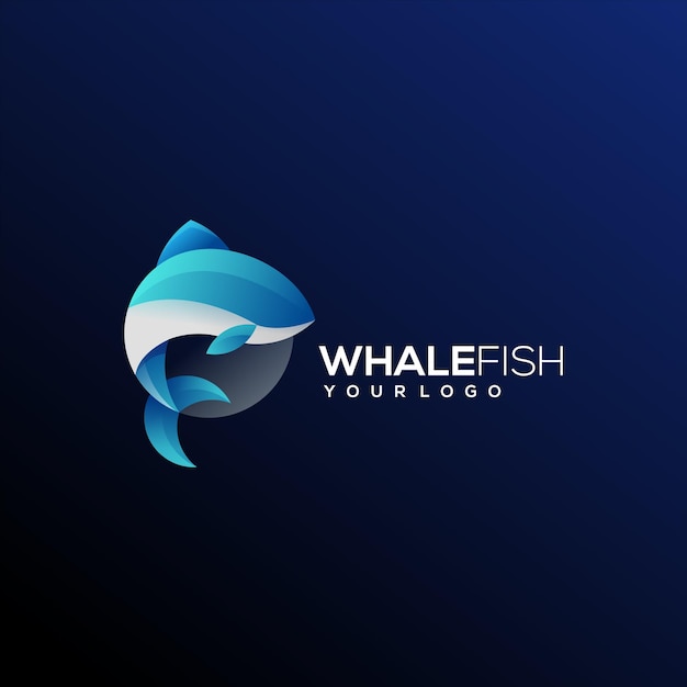 Diseño de vector degradado colorido logotipo de ballena