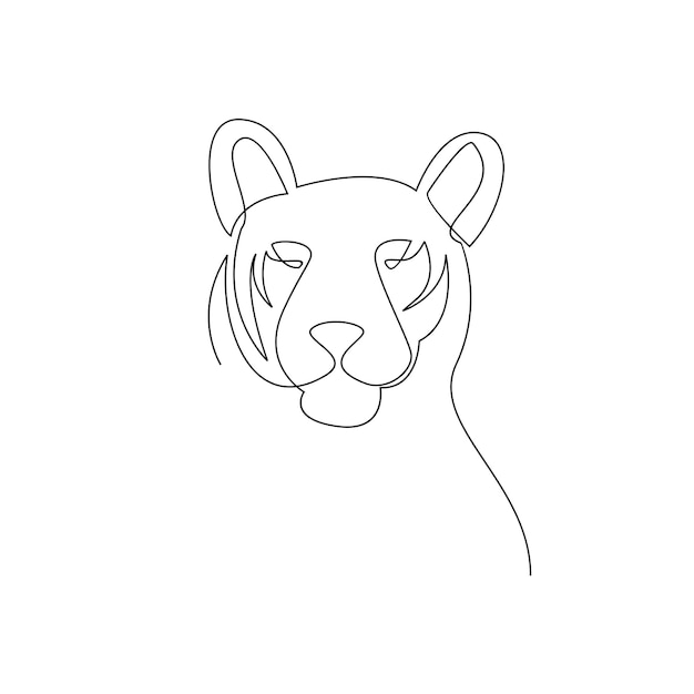 Diseño de vector de dibujo continuo de una línea de tigre