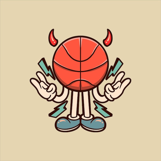 diseño de vector de dibujos animados de baloncesto malvado