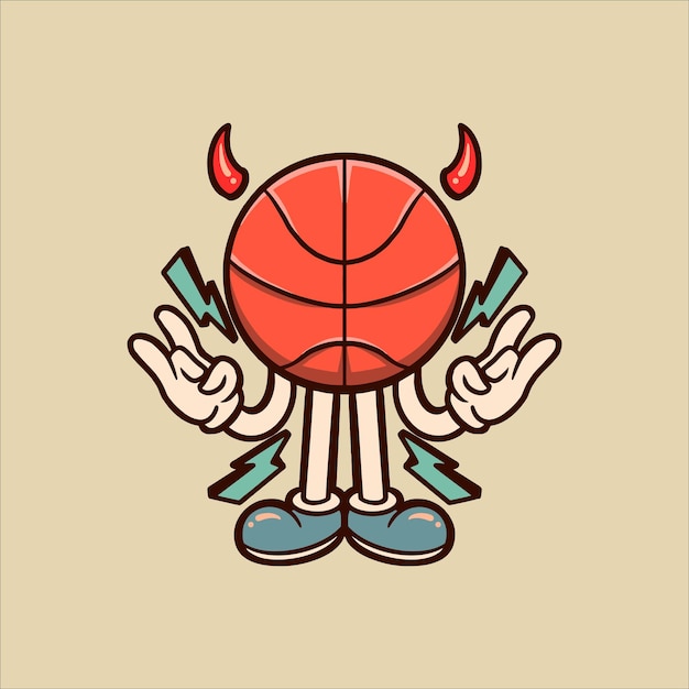 diseño de vector de dibujos animados de baloncesto malvado