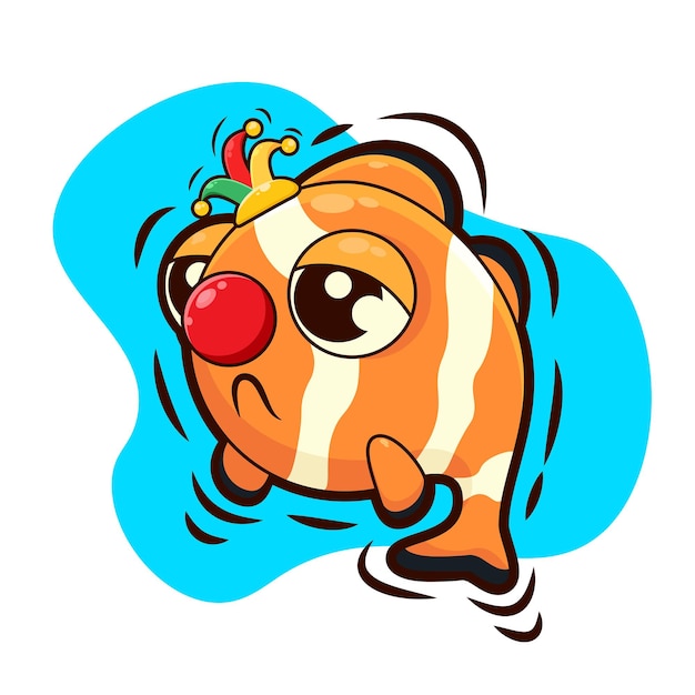 Diseño de vector de dibujos animados de pez payaso