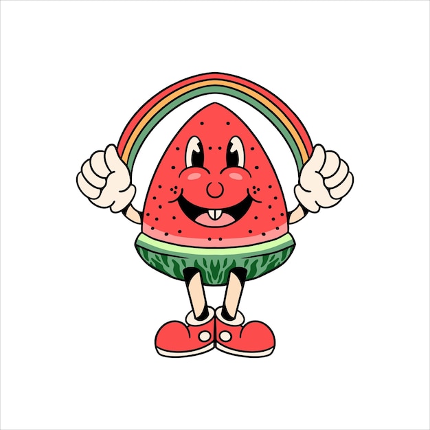 diseño de vector de dibujos animados de sandía feliz