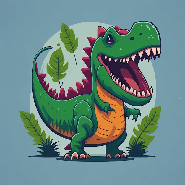 Diseño de vector de dibujos animados de tiranosaurio feliz