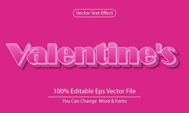 Diseño de vector editable de efecto de texto 3d de San Valentín