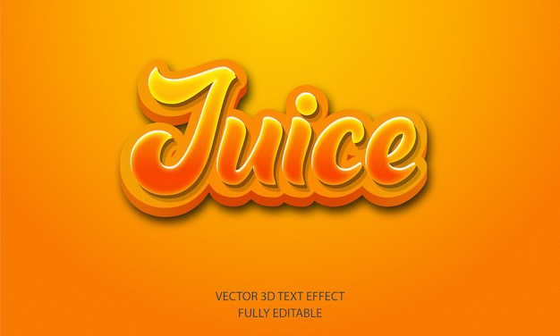 Diseño de vector de efecto de texto 3d de jugo