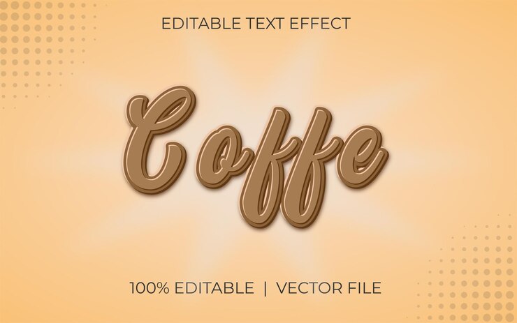 Vector diseño de vector de efecto de texto con café