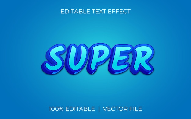 Diseño de vector de efecto de texto con la palabra super