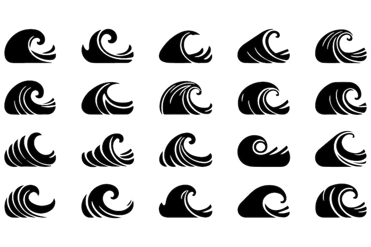 Vector diseño del vector del elemento de onda del agua diseño de la colección