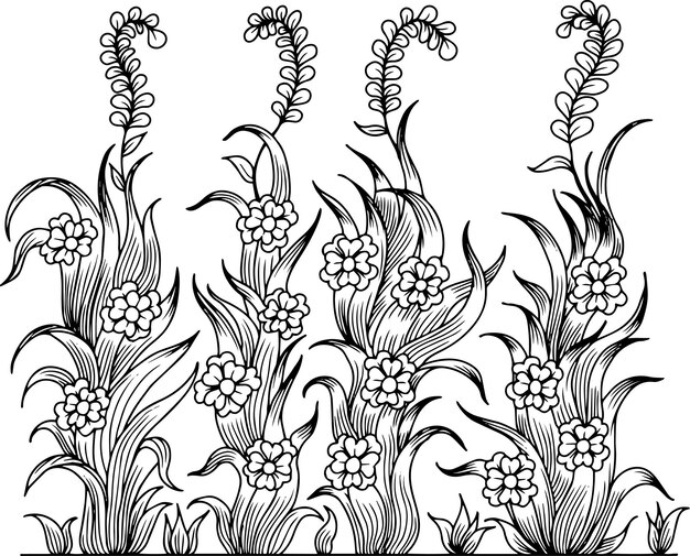 Diseño Vector Esquema Flor Planta
