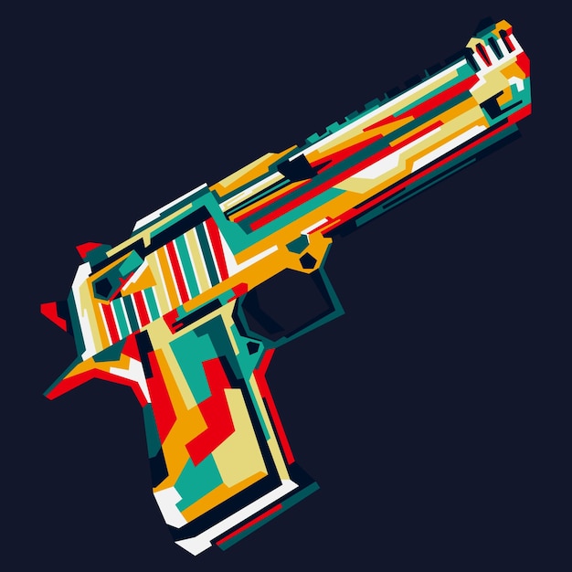 Diseño de vector de estilo de arte pop wpap de pistola