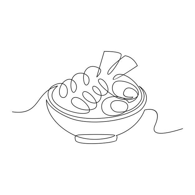 Un diseño de vector de fideos de línea continua