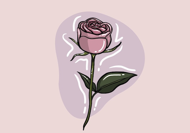 Vector diseño de vector de flor de rosa dibujado a mano, hermoso arte de flor de rosa rosa e ilustración