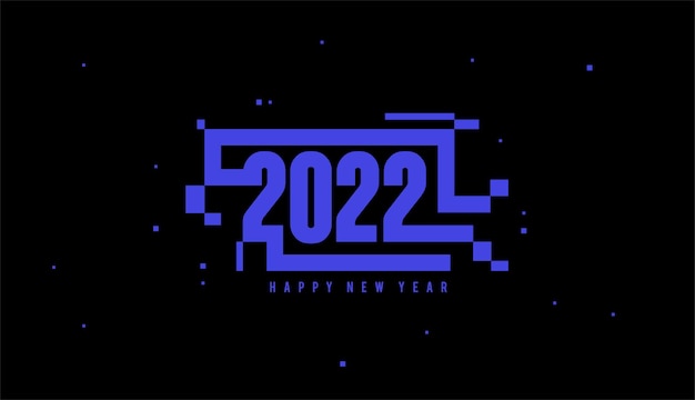 Diseño de vector de fondo de celebración de año nuevo 2022 con teks en negrita y color púrpura en negro