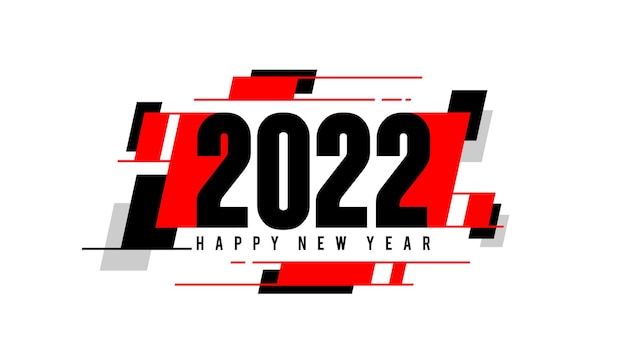 Diseño de vector de fondo de celebración de año nuevo 2022 con tema de color negro y rojo