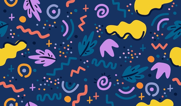 Diseño de vector de fondo de patrón de garabato lindo colorido