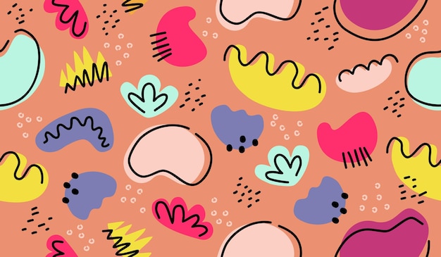 Diseño de vector de fondo de patrón de garabato lindo colorido