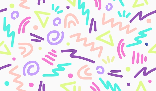 Diseño de vector de fondo de patrón de garabato lindo colorido