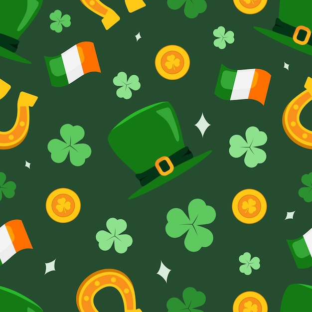 Diseño de vector de fondo de patrones sin fisuras de St Patricks