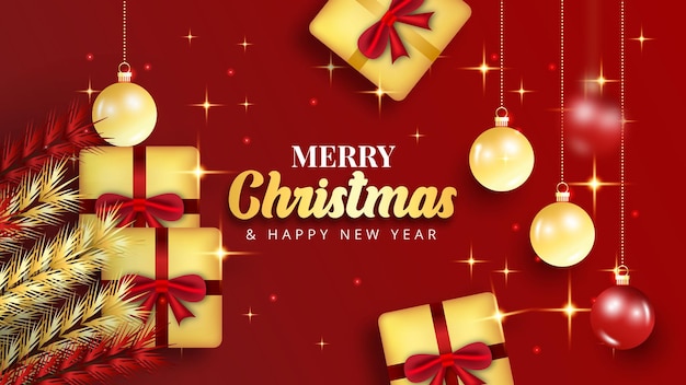 Diseño de vector de fondo rojo elegante feliz Navidad