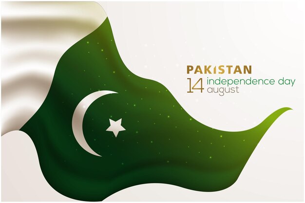 Diseño de vector de fondo de saludo de día de la independencia de pakistán 14 de agosto con bandera