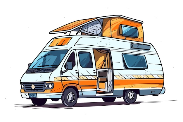 Diseño de vector de furgoneta de camping autobús de vector de camping