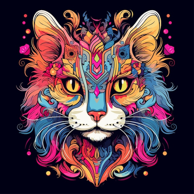 Diseño de vector de gato para estampados de camisetas