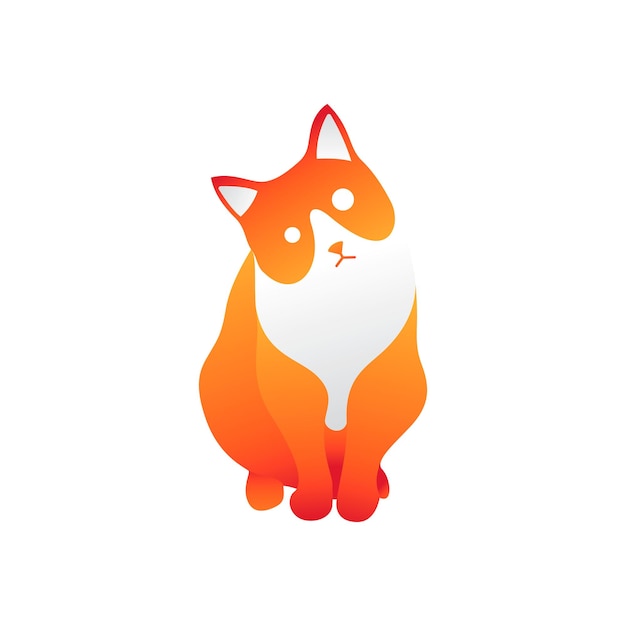 Diseño de vector de gato sentado naranja con color degradado El diseño de vector de gato sentado se puede usar para el logotipo