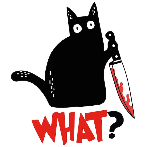 Diseño de vector de gato de terror de thriller fresco