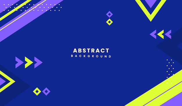 Diseño de vector geométrico abstracto verde neón y púrpura con vector premium de fondo azul