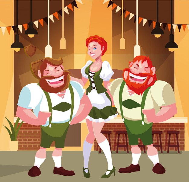 Vector diseño de vector de hombre y mujer de oktoberfest de alemania