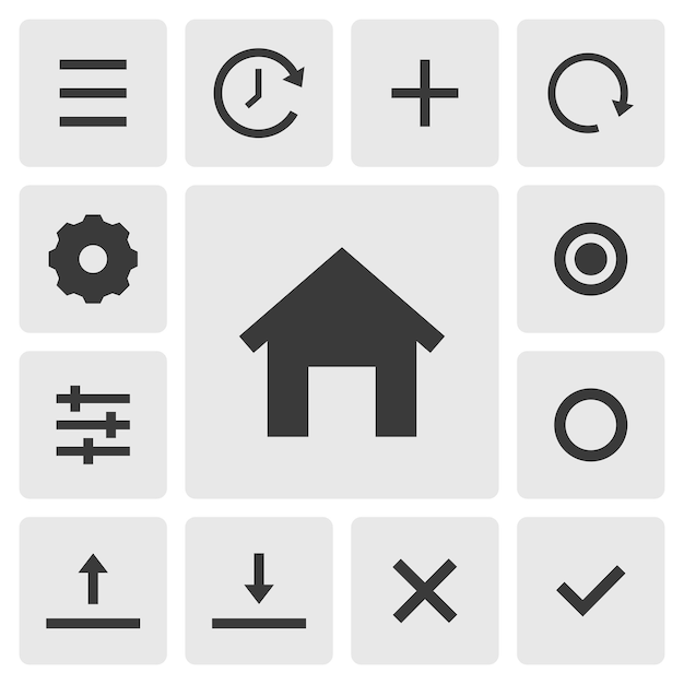 Diseño de vector de icono de inicio Conjunto simple de iconos de aplicación de teléfono inteligente silueta icono negro sólido Aplicación de teléfono