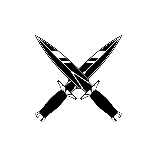 Diseño de vector de icono de logotipo de espadas cruzadas