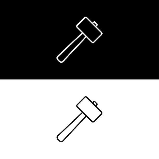 Diseño de vector de icono de martillo versión en blanco y negro