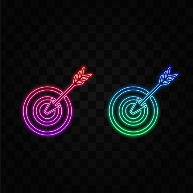 diseño de vector de icono objetivo ilustración estilo neón