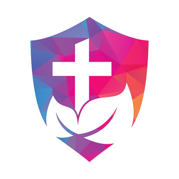 Diseño de vector de icono de símbolo de cruz religiosa de árbol Diseño de logotipo de árbol cruzado Logotipo de iglesia de árbol