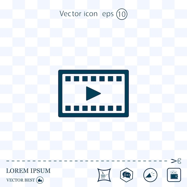 Diseño de vector de icono de vídeo de reproducción de película