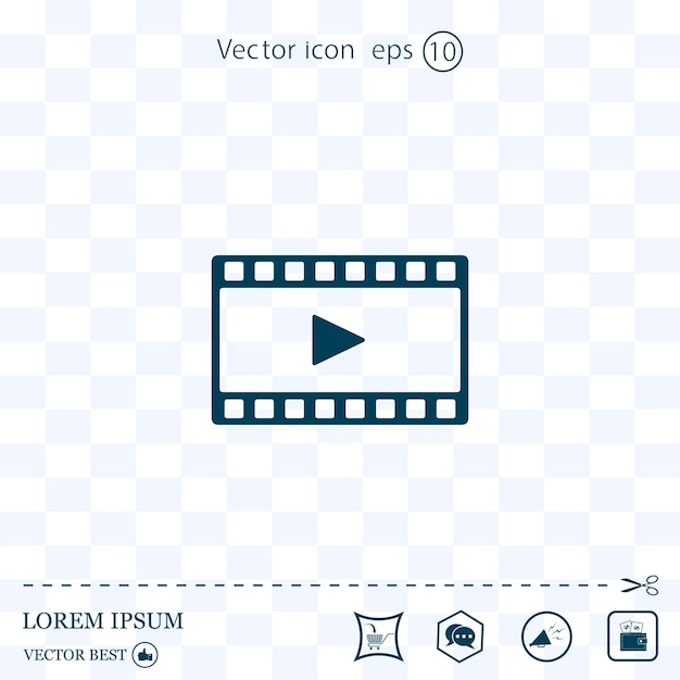 Diseño de vector de icono de vídeo de reproducción de película