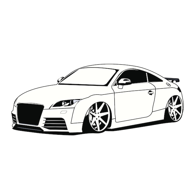 Diseño de vector de ilustración en blanco y negro de coche audi