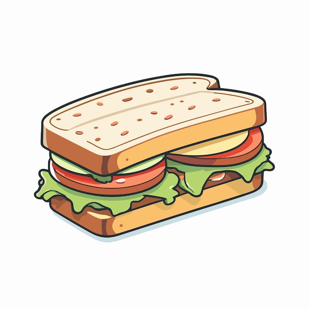 Diseño de vector de ilustración de dibujos animados de sándwich