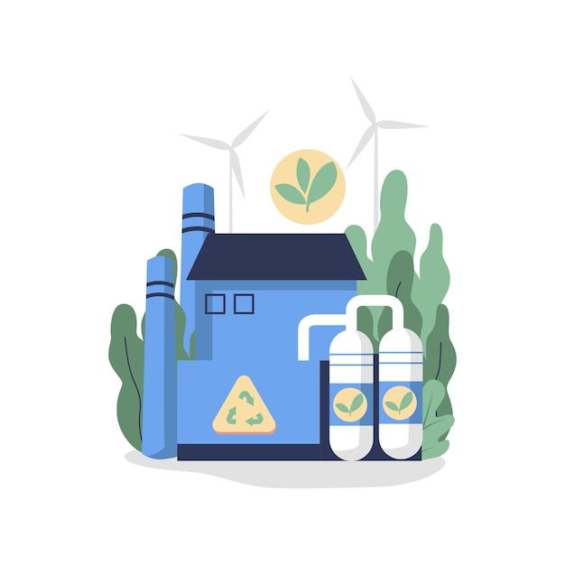 Diseño de vector de ilustración de estilo plano de industrias ecológicas