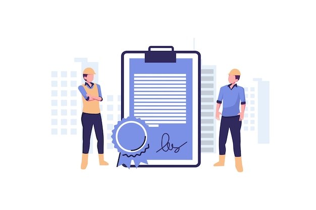 Diseño de vector de ilustración de estilo plano de permiso de construcción