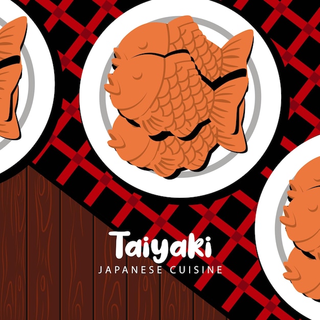 Diseño de vector de ilustración de estilo plano de taiyaki