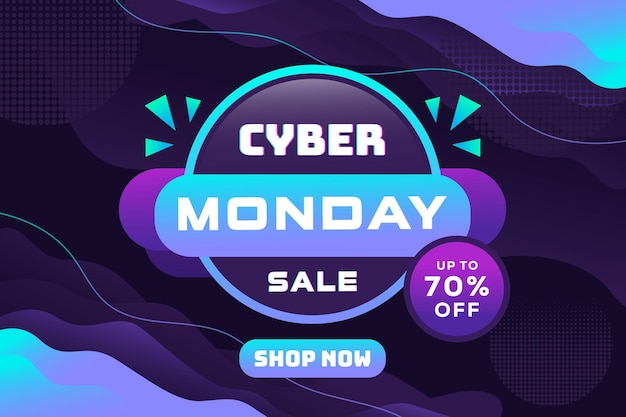 Diseño de vector de ilustración de fondo de Cyber Monday ondulado