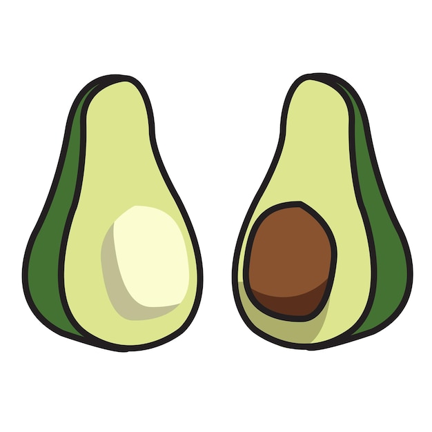 Diseño de vector de ilustración de fruta de aguacate en rodajas