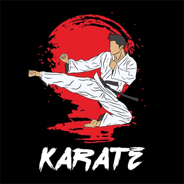 diseño de vector de ilustración de karate para camiseta o mercancía