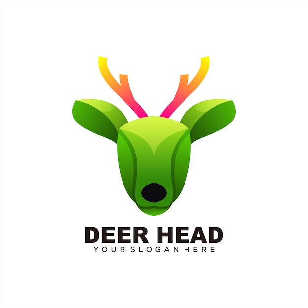 diseño de vector de ilustración de logotipo colorido de cabeza de venado