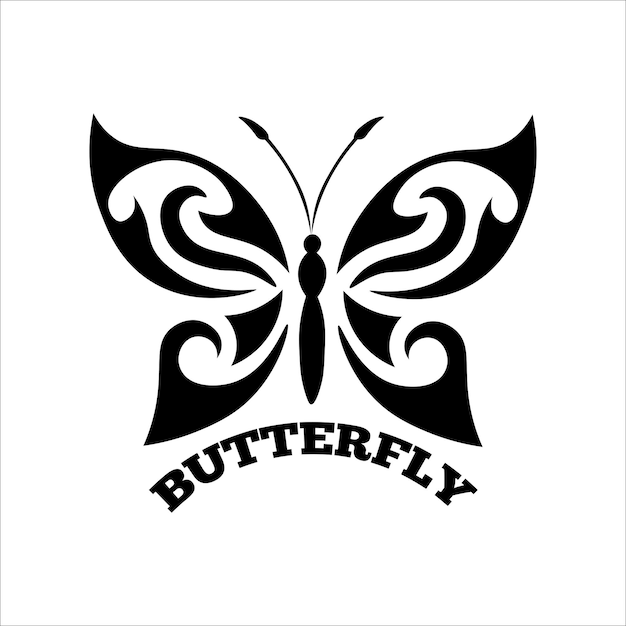 Diseño de vector de ilustración de logotipo de mariposa