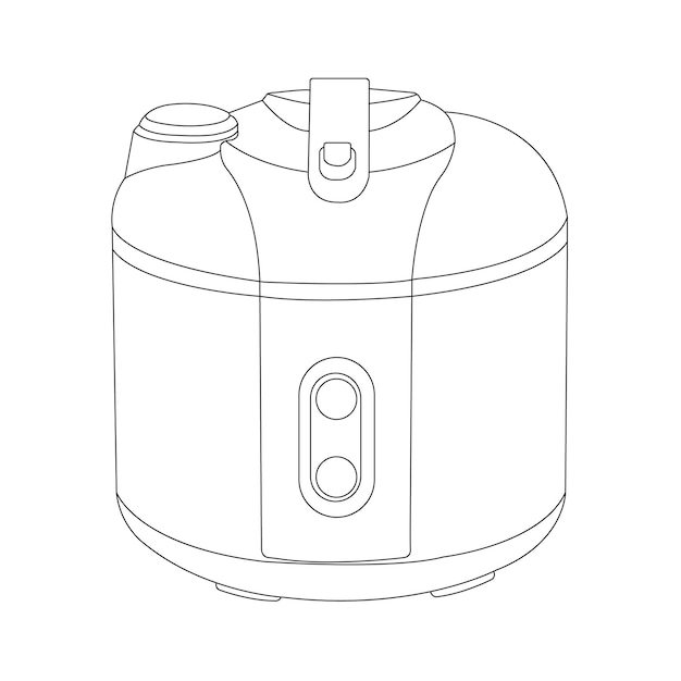 Diseño de vector de ilustración de olla arrocera eléctrica sobre fondo blanco